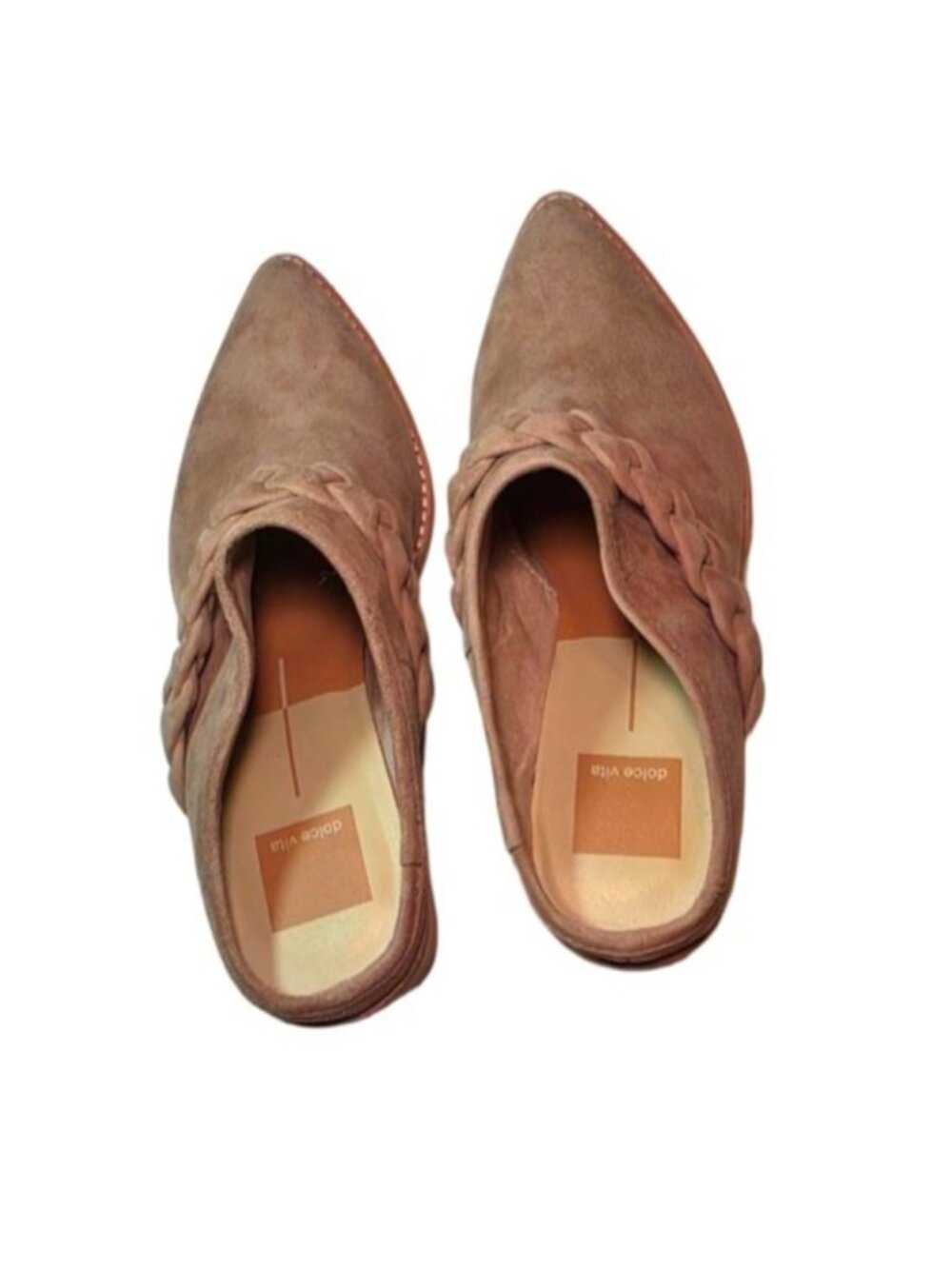 Dolce Vita Braided Suede Mule Heels With Pointed Toe In Taupe (SKU#2130) - Picture 2 of 10
